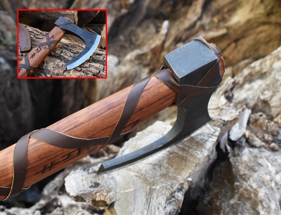 Viking Battle Axe Custom Gift Hand Forged Steel VIKING AXE with Leather Wrap