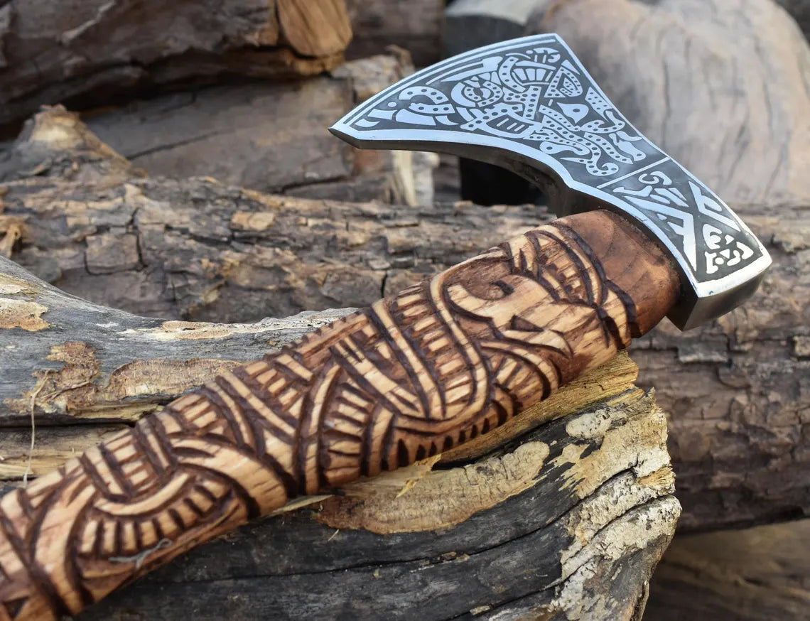 Authentic Norse Design Custom Engraved Carbon Steel Ideal for Groomsman