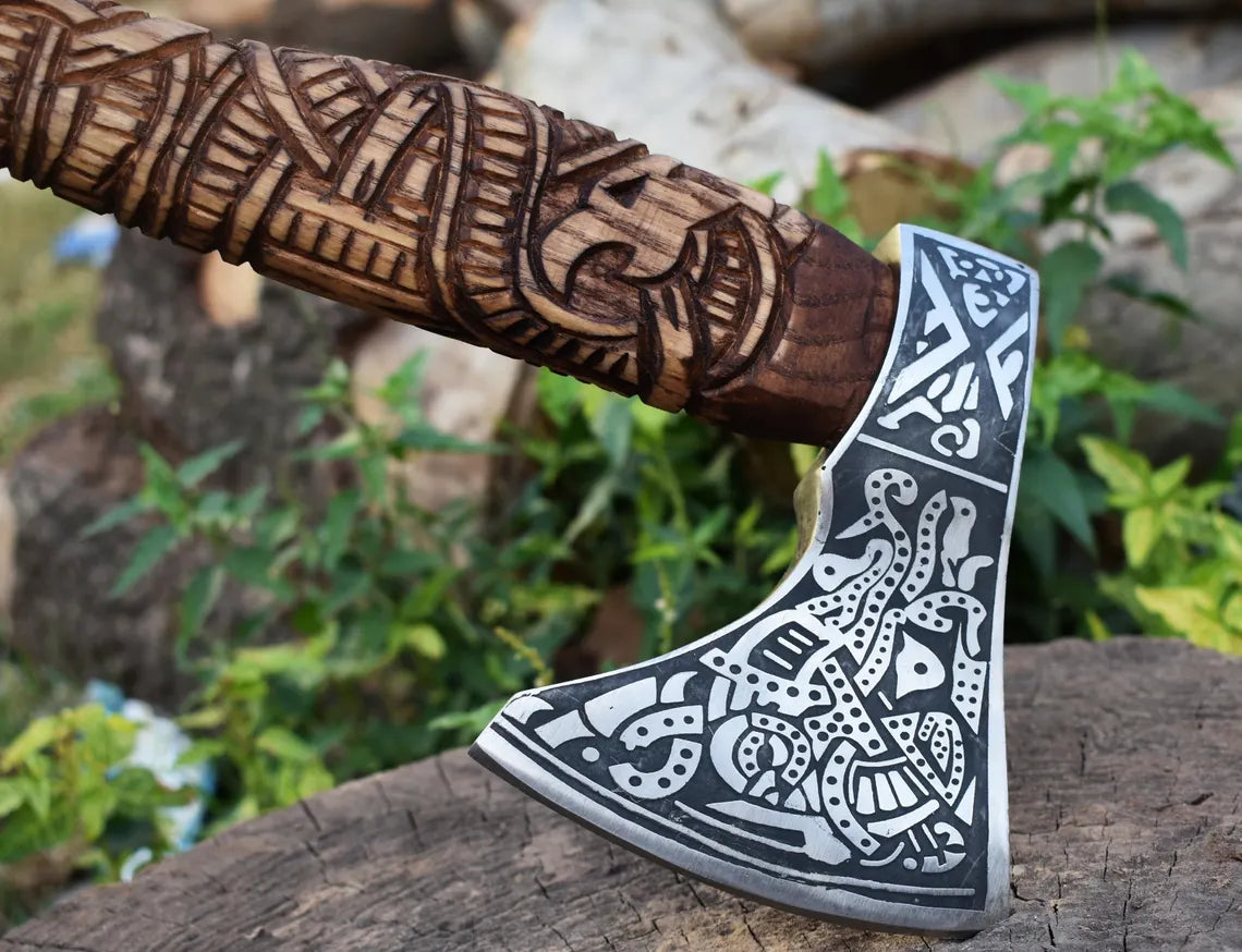 Authentic Norse Design Custom Engraved Carbon Steel Ideal for Groomsman