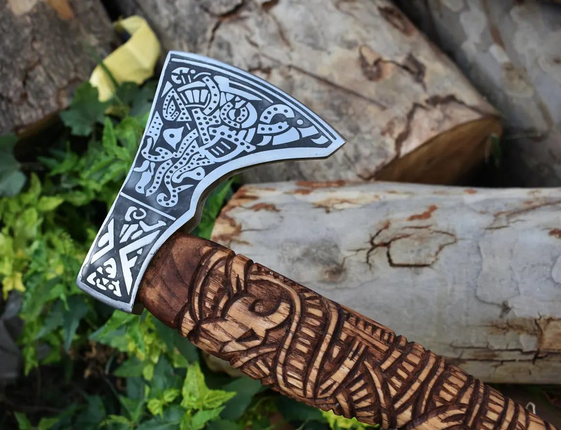 Authentic Norse Design Custom Engraved Carbon Steel Ideal for Groomsman